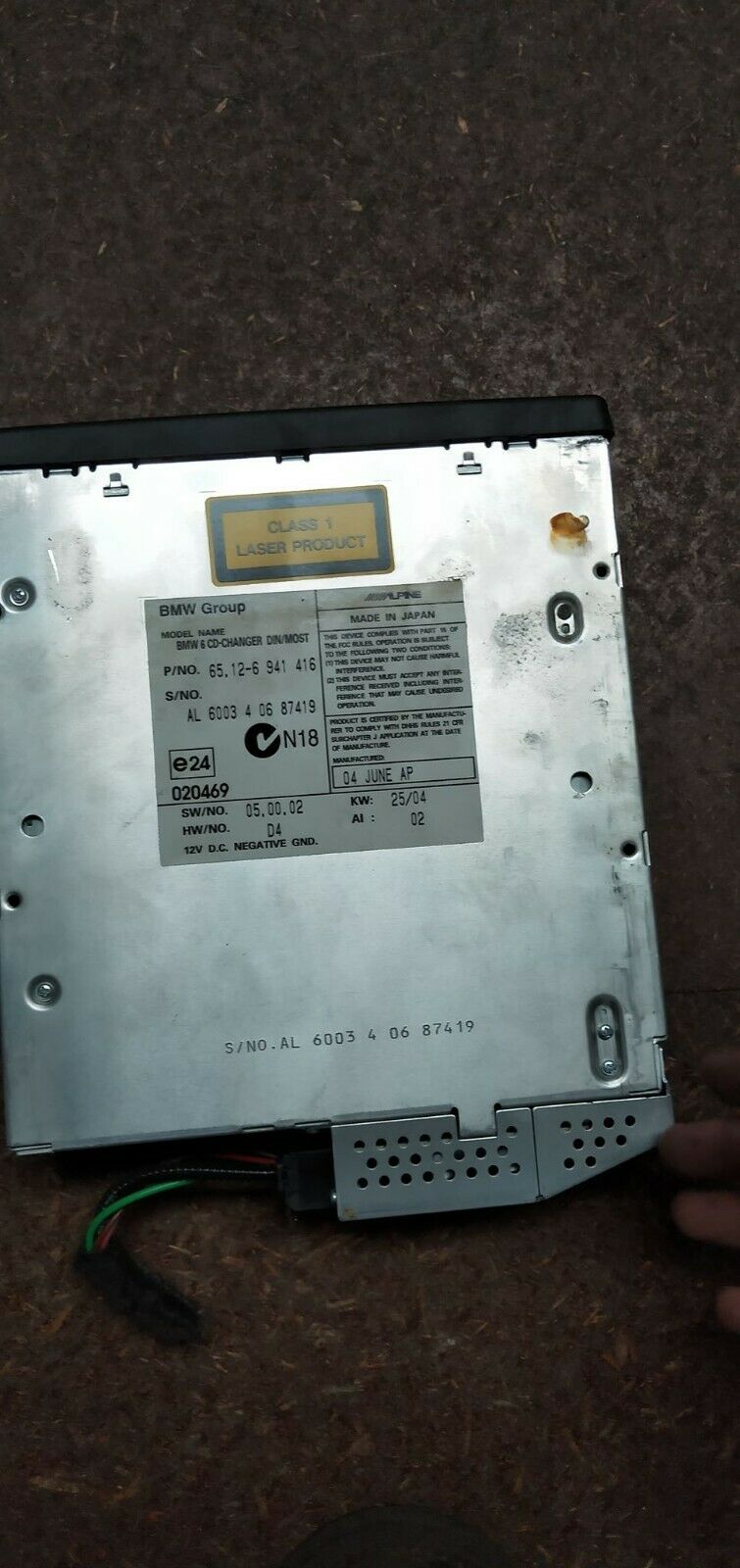 BMW E60/E61 525i 5SERIES 2004 6DISC COMPACT CD CHANGER 65.126941416