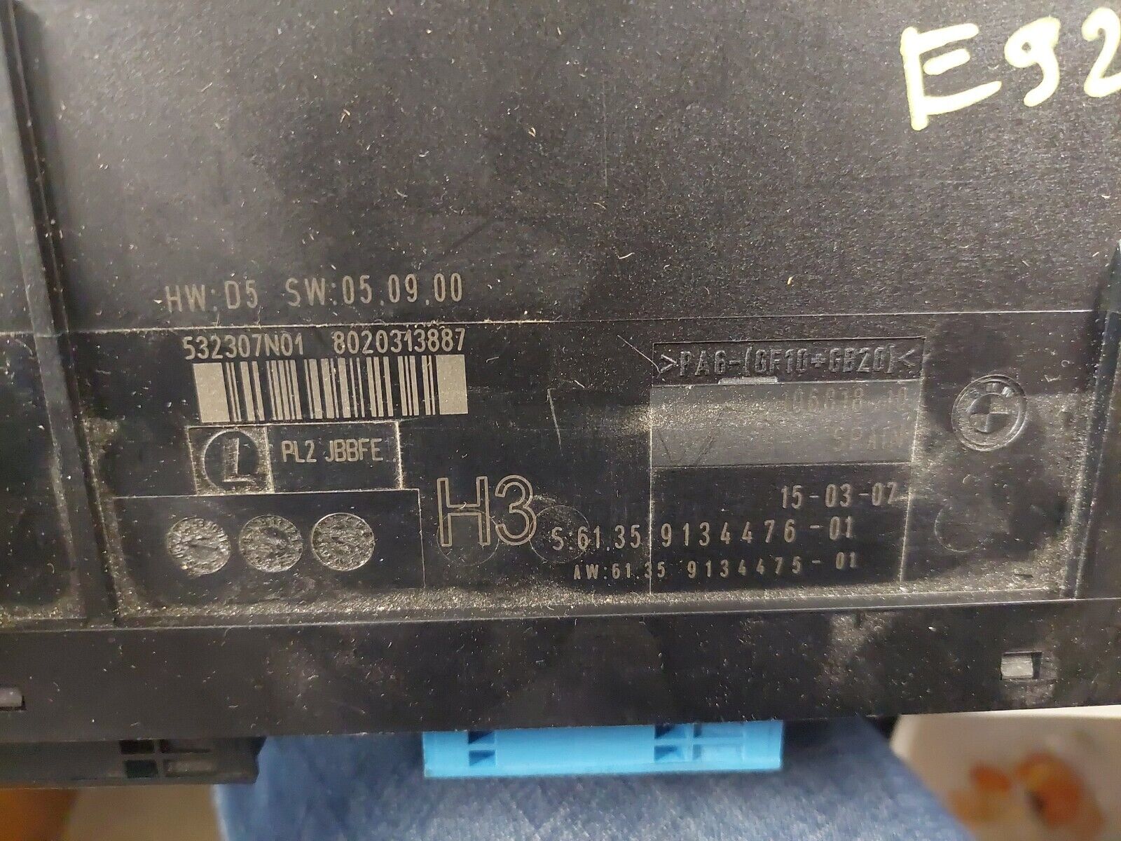 BMW E92 335i BODY CONTROL MODULE BCM ECU 61.35 9134476 JUNCTION BOX PL2 ...